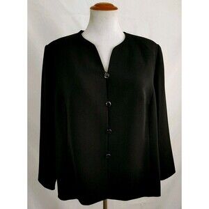 Le Suit Women’s Jacket Size 24W Long Sleeve Career Office Business Black Blazer